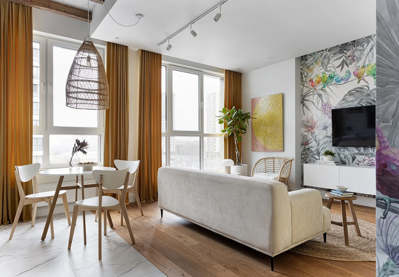 Как комбинировать обои: готовые схемы и идеи для каждой комнаты (73 фото)