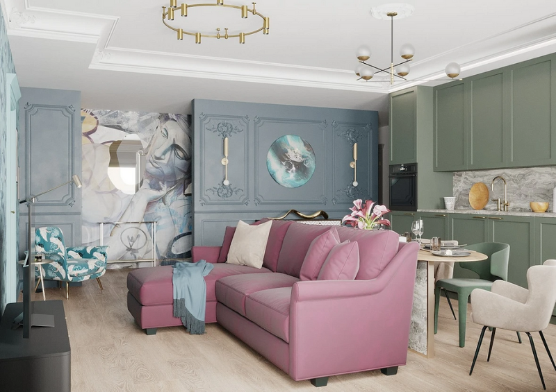 Как комбинировать обои: готовые схемы и идеи для каждой комнаты (73 фото)